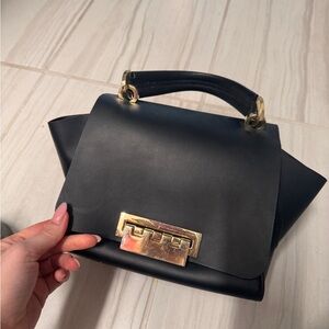 Zac Posen Black and Gold Shoulder Bag